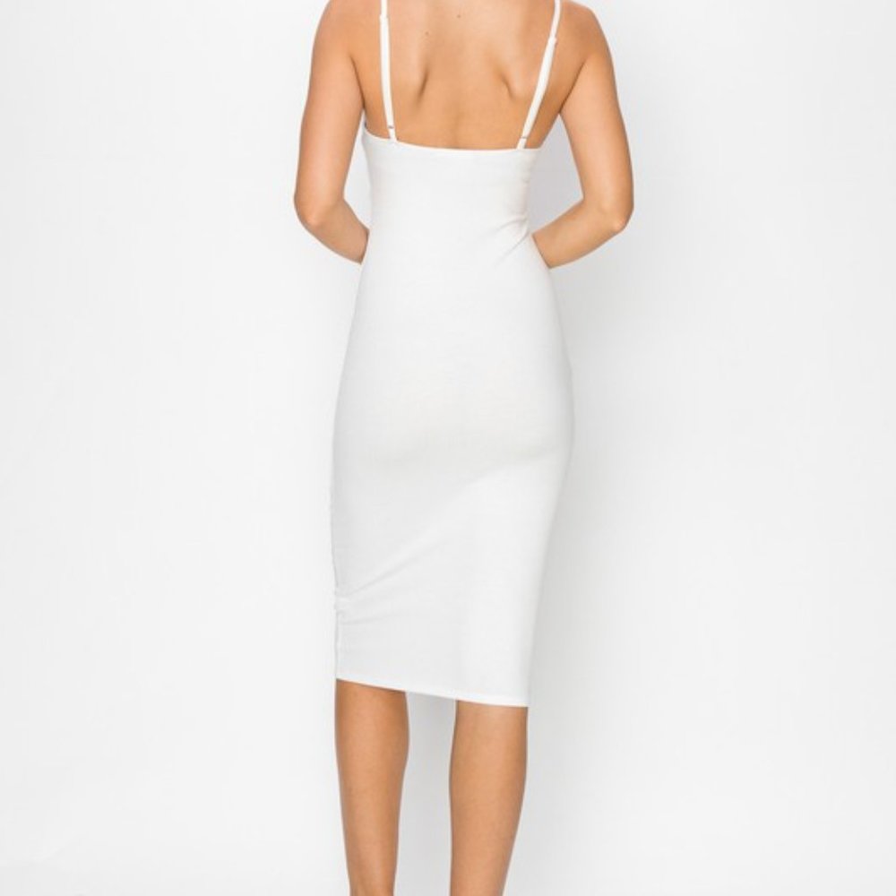 WHITE STRAP MIDI DRESS - Picture 3 of 3